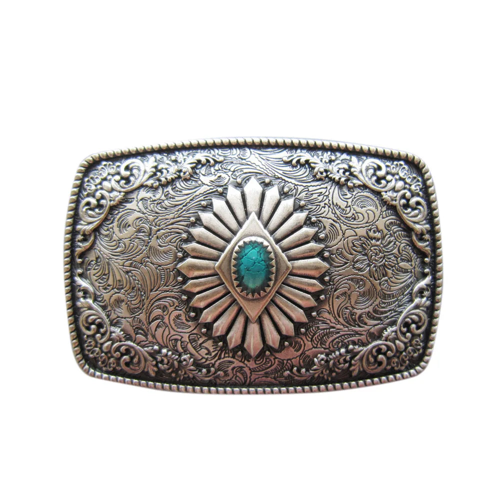 New Vintage Silver Plated Southwest Enamel Totem Rectangle Belt Buckle also Stock in US WT144SL