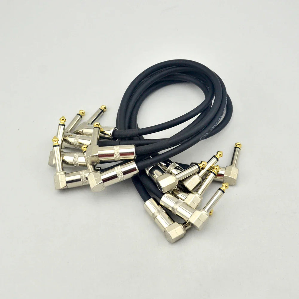 6 X câble de pédale d'effets de guitare cordon de raccordement 30 cm avec connecteur à Angle droit 1/4 ''Jack 6.35mm pour pièces de guitare basse