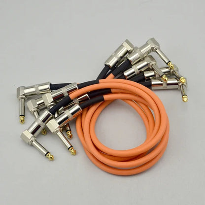 6 X câble de pédale d'effets de guitare cordon de raccordement 30 cm avec connecteur à Angle droit 1/4 ''Jack 6.35mm pour pièces de guitare basse