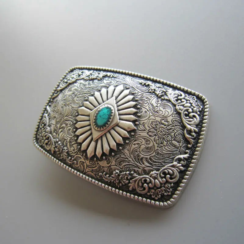 New Vintage Silver Plated Southwest Enamel Totem Rectangle Belt Buckle also Stock in US WT144SL