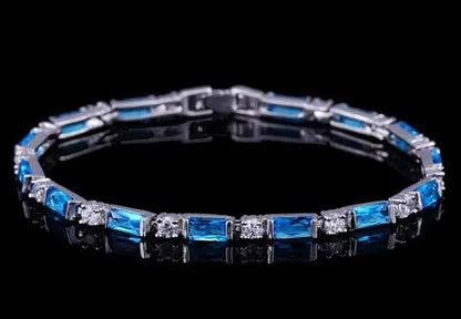 CWWZircons – bracelet de Tennis en cristal autrichien pour femme, breloque CZ, rouge, vert, bleu, cadeau de noël et de nouvel an, CB087