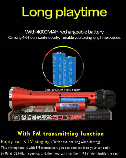 XIAOKOA L-698 15W Sans Fil Karaoké Microphone Bluetooth Haut-Parleur 4000mah 2 en 1 Déterminer Chanter et Statique KTV Lecteur pour iOS/Android