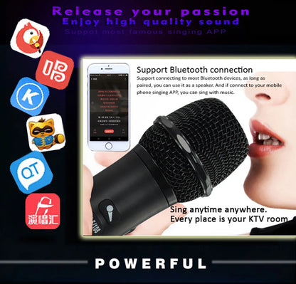 XIAOKOA L-698 15W Sans Fil Karaoké Microphone Bluetooth Haut-Parleur 4000mah 2 en 1 Déterminer Chanter et Statique KTV Lecteur pour iOS/Android