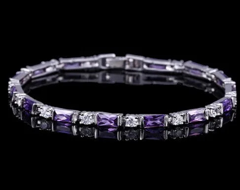 CWWZircons – bracelet de Tennis en cristal autrichien pour femme, breloque CZ, rouge, vert, bleu, cadeau de noël et de nouvel an, CB087