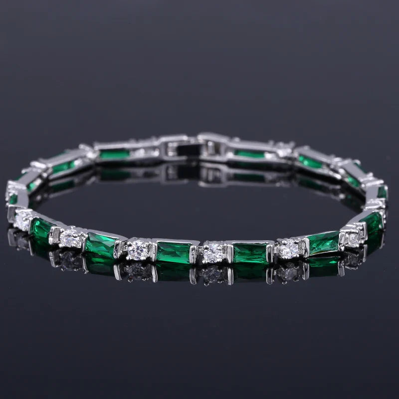 CWWZircons – bracelet de Tennis en cristal autrichien pour femme, breloque CZ, rouge, vert, bleu, cadeau de noël et de nouvel an, CB087