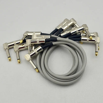 6 X câble de pédale d'effets de guitare cordon de raccordement 30 cm avec connecteur à Angle droit 1/4 ''Jack 6.35mm pour pièces de guitare basse