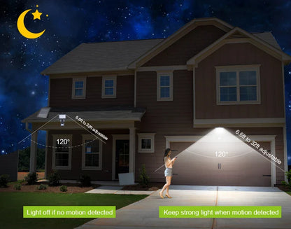 IP65 60 LED Lampe de jardin solaire Capteur de mouvement Lumière d'inondation de sécurité 80 Lumières solaires Batterie Corps en plastique Paysage Solaire