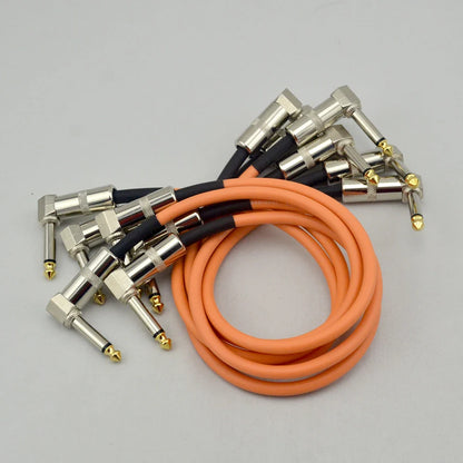 6 X câble de pédale d'effets de guitare cordon de raccordement 30 cm avec connecteur à Angle droit 1/4 ''Jack 6.35mm pour pièces de guitare basse