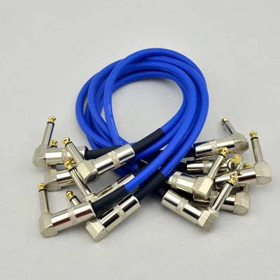 6 X câble de pédale d'effets de guitare cordon de raccordement 30 cm avec connecteur à Angle droit 1/4 ''Jack 6.35mm pour pièces de guitare basse