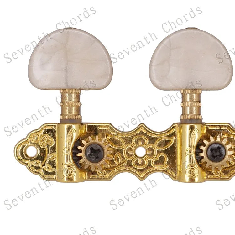 Un ensemble de cordes de guitare classique en or, chevilles de réglage, têtes de Machine avec perle blanche, grand bouton demi-cercle, accessoires