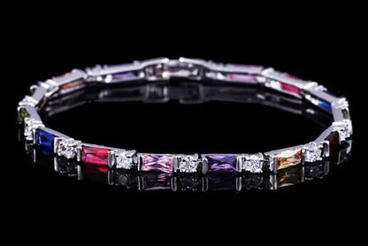 CWWZircons – bracelet de Tennis en cristal autrichien pour femme, breloque CZ, rouge, vert, bleu, cadeau de noël et de nouvel an, CB087