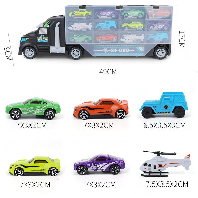 Jouet modèle de voiture pour enfants, camion de construction, tracteur, garage, conteneur, camion, rangement de voiture, cargaison, jouet pour garçon, cadeau de Nouvel An et de Noël