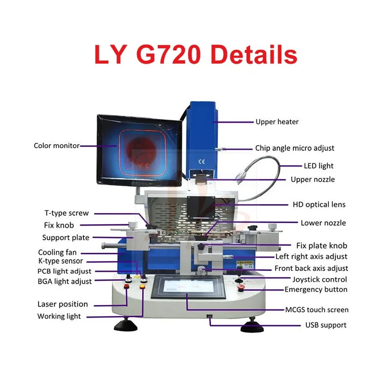 Station de soudage BGA entièrement automatique avec caméra CCD, système de réparation de puces de soudure et système de soudage BGA G820 G750 G720 G700
