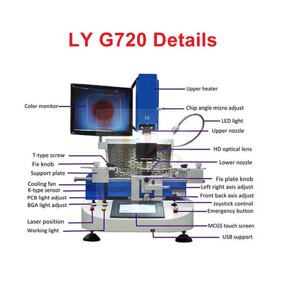 Station de soudage BGA entièrement automatique avec caméra CCD, système de réparation de puces de soudure et système de soudage BGA G820 G750 G720 G700