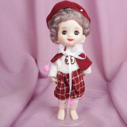 Blue Eyes16cm BJD Doll 13 Moveable Joint Dolls Boy Short Hair BJD Dolls Muilt-type Face Make Up Toy Cartoon Dress Girls  Dolls