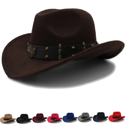 2 tailles hommes femmes chapeaux de cow-boy Western bord large Panama chapeau de soleil extérieur Fedora casquette Trilby Sombrero fête voyage taille US 7 1/4 UK L
