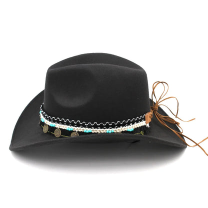 Chapeau de cowboy occidental pour hommes et femmes, casquette de costume de cow-girl à large bord pour église, mariage, fête, Halloween, casquettes fedoras d'extérieur