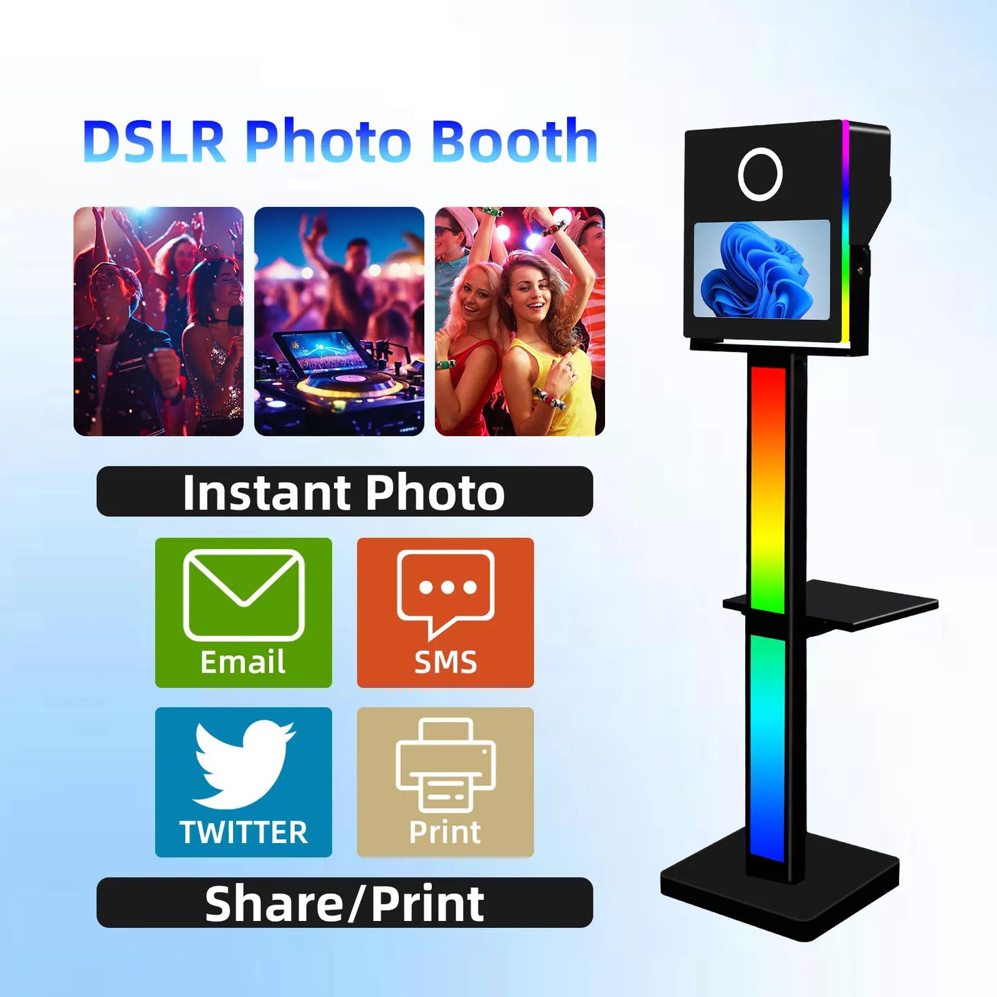 Coque Économique pour Cabine Photo DSLR avec Mini PC Écran Tactile 15,6 Pouces Photobooth pour Fête Cadre Métallique Machine à Selfie en Vente