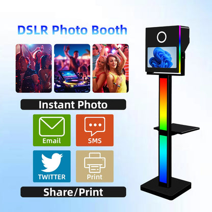 Coque Économique pour Cabine Photo DSLR avec Mini PC Écran Tactile 15,6 Pouces Photobooth pour Fête Cadre Métallique Machine à Selfie en Vente