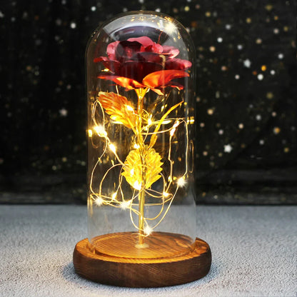 Fleurs lumineuses LED enchantées avec la Belle et la bête, dôme de roses décoratif pour mariage, saint-valentin, cadeau de fête des mères