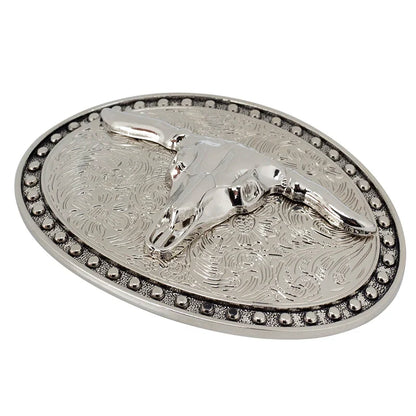Men's White Big ox head Belt Buckle Cowboy Belt Accessories Cow Head