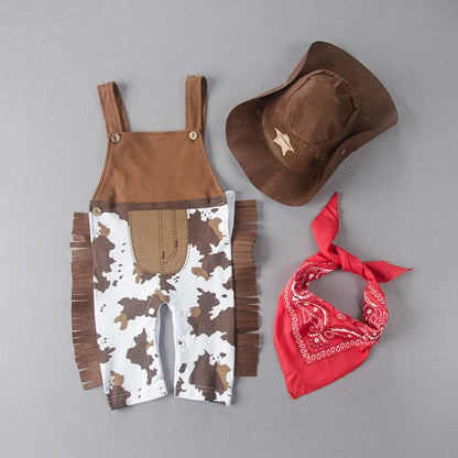 Barboteuses Costume de Cowboy pour Bébés Garçons Tout-Petits Nourrissons Halloween Noël Fête d'Anniversaire Cosplay Déguisement