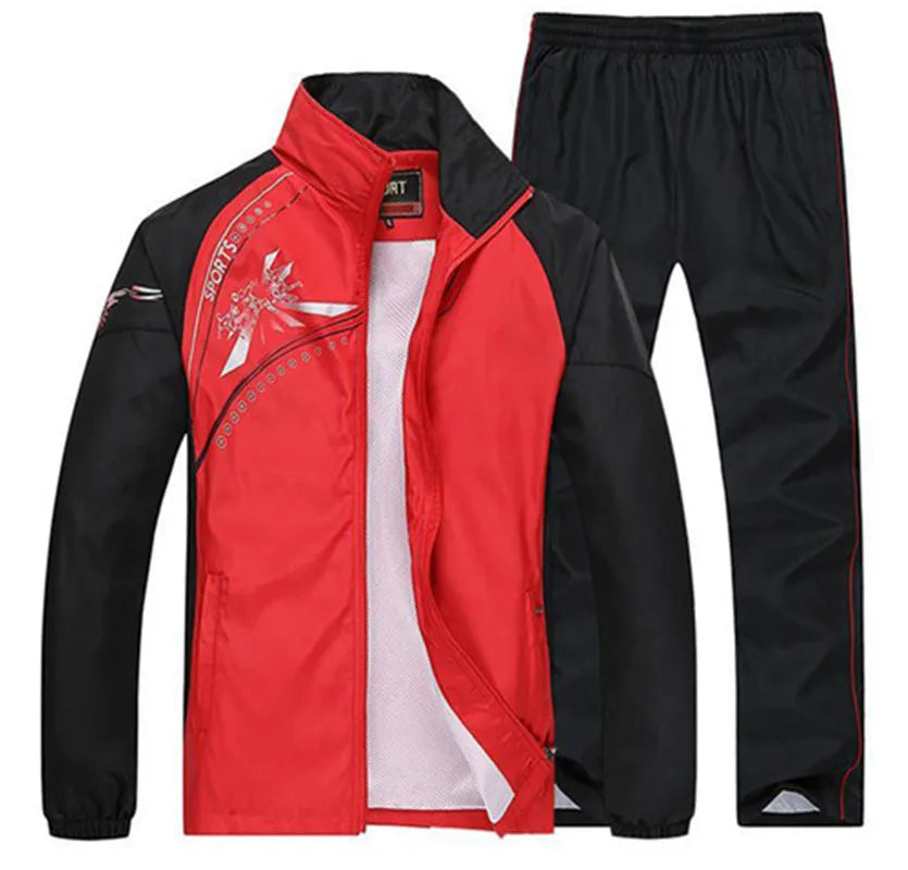Ensemble de survêtement pour homme, collection printemps-automne, imprimé, 2 pièces : veste et pantalon, tenue de sport décontractée.