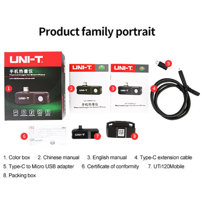 UNI-T UTi120 Mobile UTI120MS USB Caméra Thermique Infrarouge pour Téléphones Portables Caméra Thermographique Imageur pour Réparation
