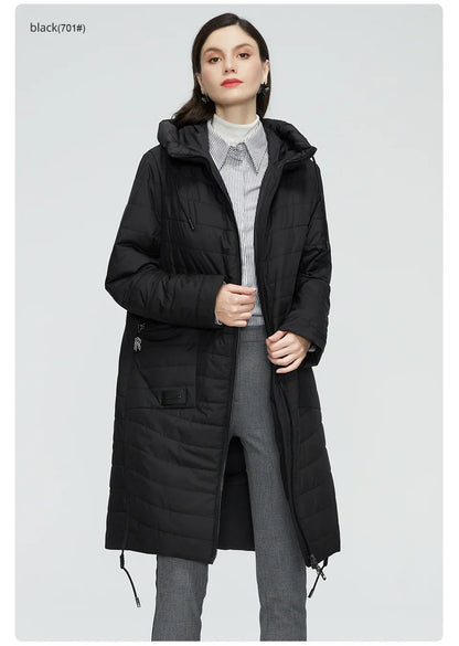 GASMAN 2022 Spring Autumn Jacket Women fashion casual long parka coat padded female stand-up Collar hooded ladies jackets 81858