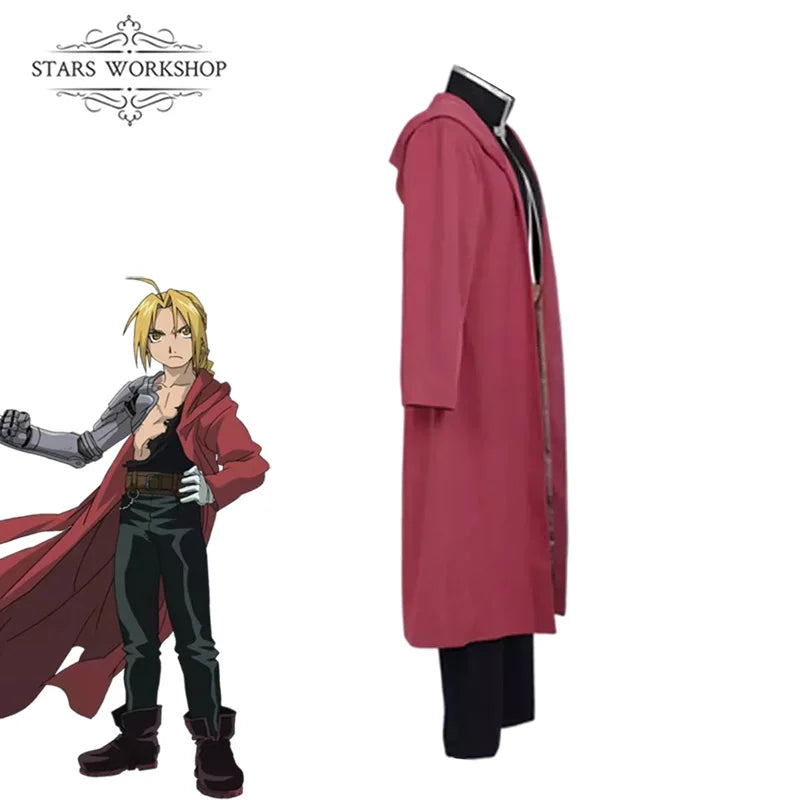 Anime Fullmetal Alchemist Cosplay Edward Elric Cosplay Costume Men Trench Coat Cloak Suit For Halloween Carnival Custom Made