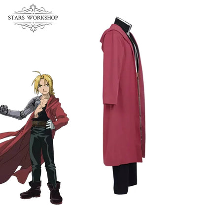 Anime Fullmetal Alchemist Cosplay Edward Elric Cosplay Costume Men Trench Coat Cloak Suit For Halloween Carnival Custom Made