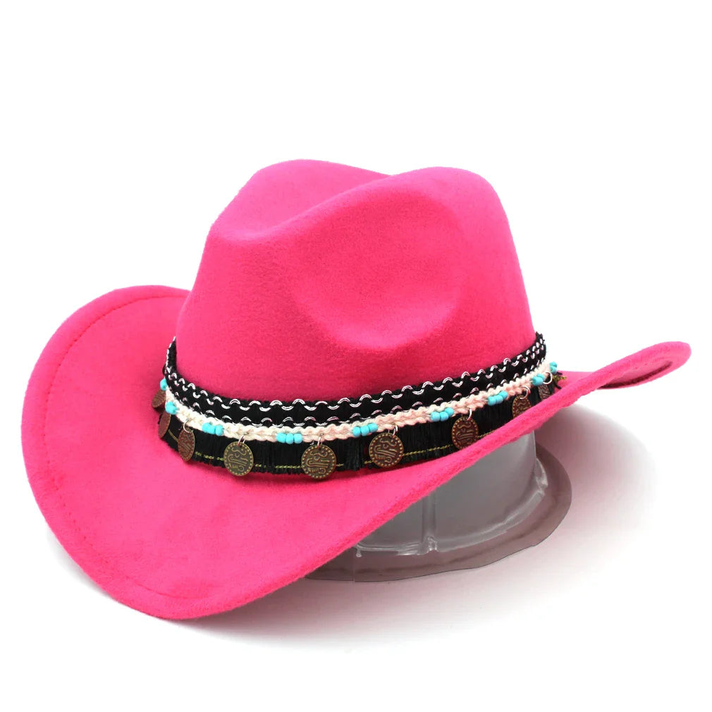 Chapeau de cowboy occidental pour hommes et femmes, casquette de costume de cow-girl à large bord pour église, mariage, fête, Halloween, casquettes fedoras d'extérieur