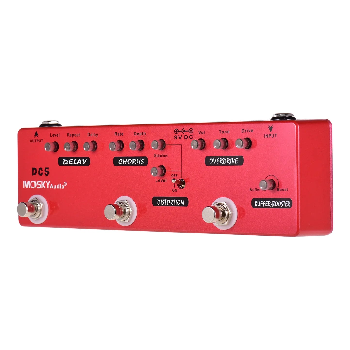 MOSKY-Pédale JEMulti Effects RC5, 6 en 1, Réverbération, Chœur, Distortion, Overdrive, Booster, Full Metal Shell