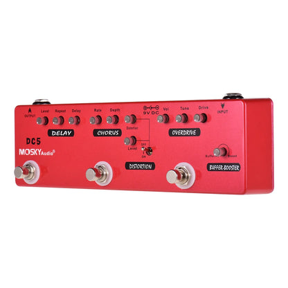 MOSKY-Pédale JEMulti Effects RC5, 6 en 1, Réverbération, Chœur, Distortion, Overdrive, Booster, Full Metal Shell