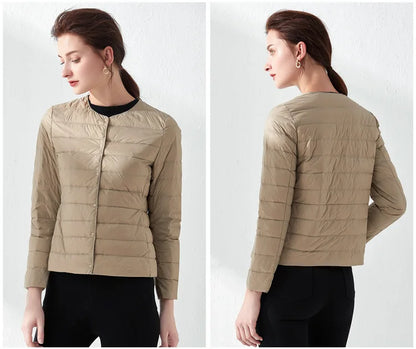 2024 New Spring Winter Women Liner Warm Down Jackets Ultralight Collarless Portable Female Padded Parkas O-Neck Puffer Overcoat