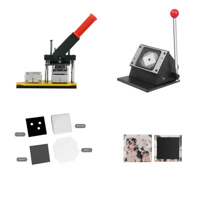 Square  50x50mm/63.5x63.5mm Rotating Manual Fridge Magnet Making Machine with 100PCS Materials