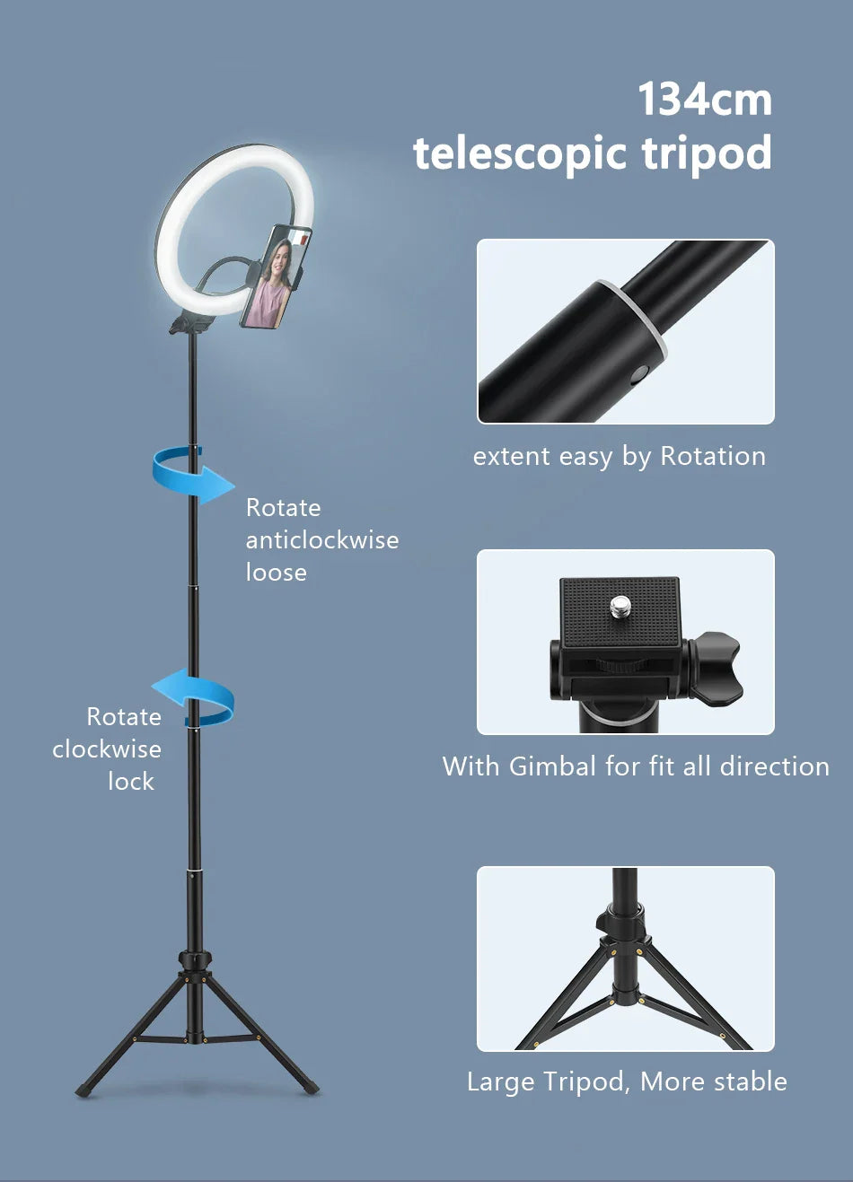 Anneau lumineux LED circulaire avec support pour téléphone, éclairage de studio, lampe pour caméra photo et vidéo YouTube, prise de vue Vlog et selfie