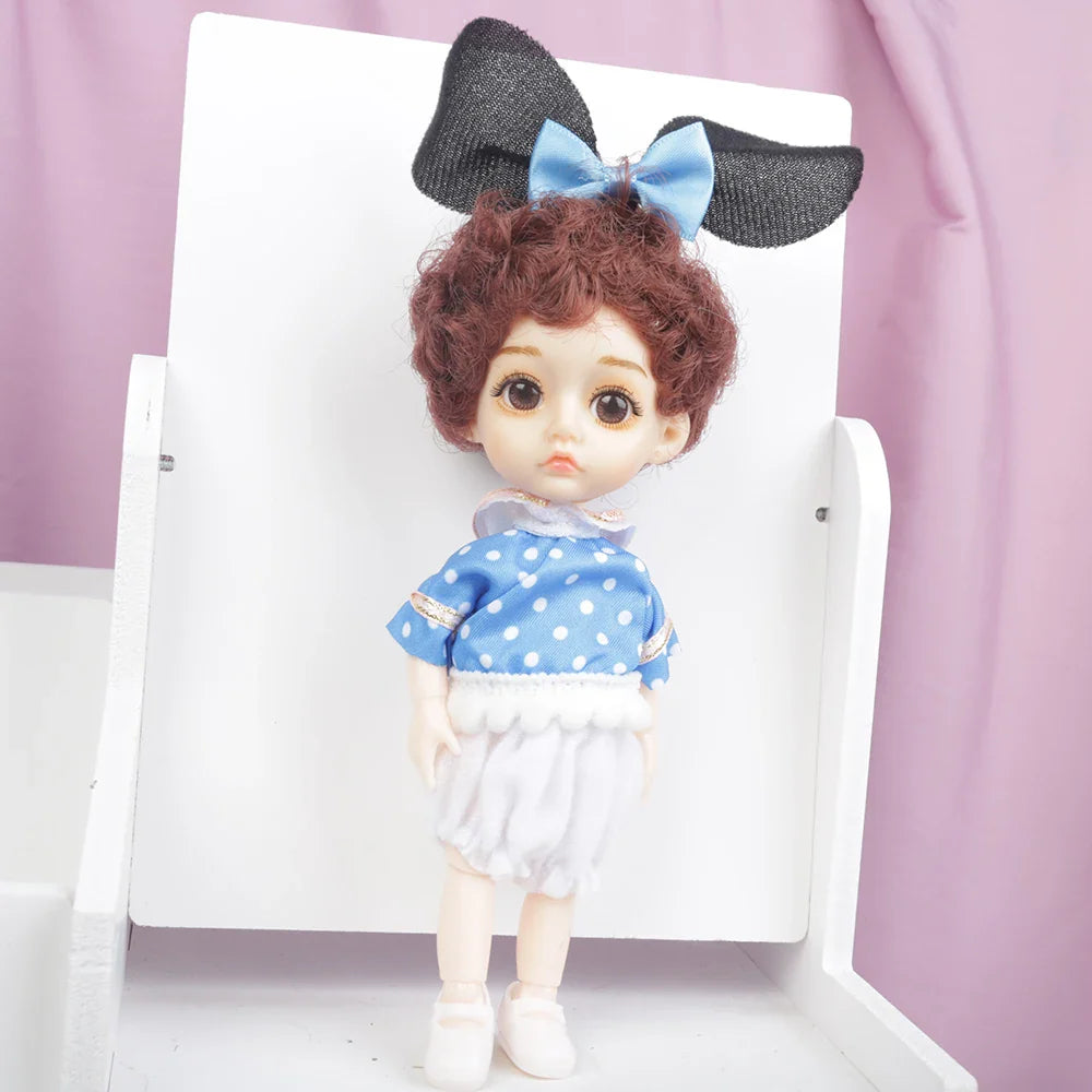 Blue Eyes16cm BJD Doll 13 Moveable Joint Dolls Boy Short Hair BJD Dolls Muilt-type Face Make Up Toy Cartoon Dress Girls  Dolls
