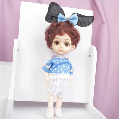 Blue Eyes16cm BJD Doll 13 Moveable Joint Dolls Boy Short Hair BJD Dolls Muilt-type Face Make Up Toy Cartoon Dress Girls  Dolls