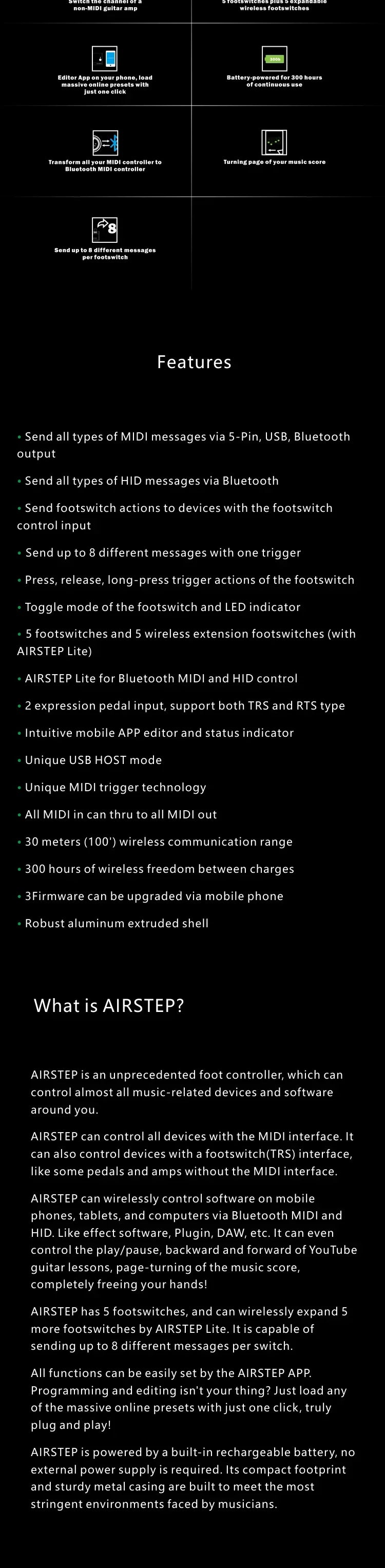 Xbly-Contrôleur Multi Intelligent Airstep IC, avec Acity I, HID, 5 Pédales, 2 Pédales d'Expression, 300H de Lecture, Support HX Stomp, Façades