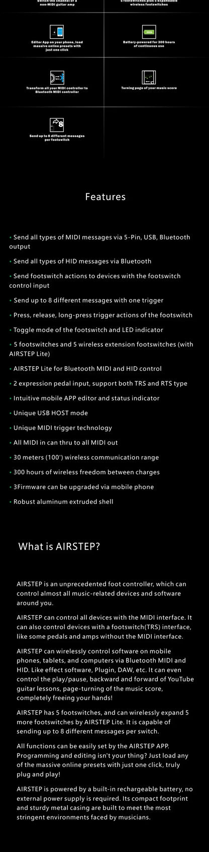 Xbly-Contrôleur Multi Intelligent Airstep IC, avec Acity I, HID, 5 Pédales, 2 Pédales d'Expression, 300H de Lecture, Support HX Stomp, Façades