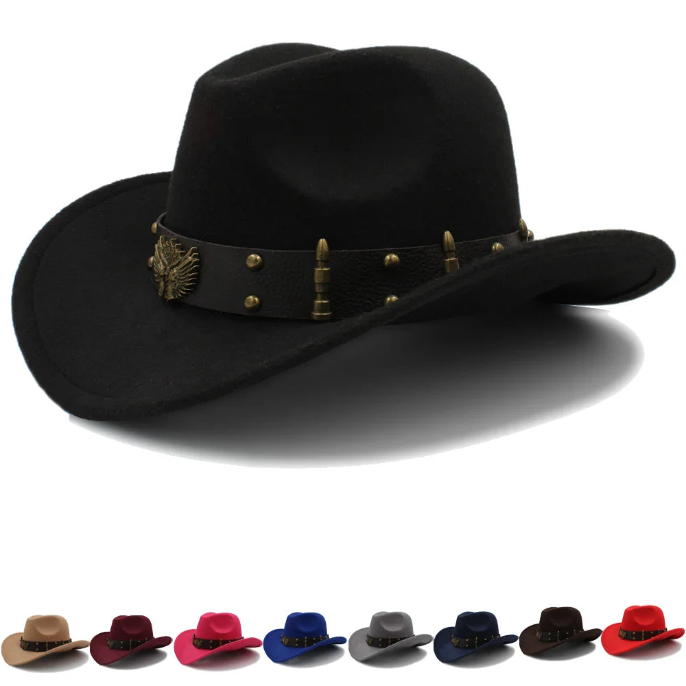 2 tailles hommes femmes chapeaux de cow-boy Western bord large Panama chapeau de soleil extérieur Fedora casquette Trilby Sombrero fête voyage taille US 7 1/4 UK L