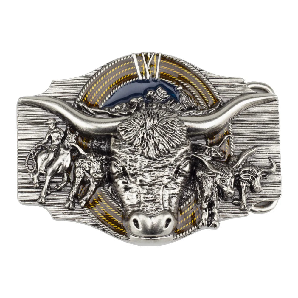 Tauren Ancient Silver Belt Buckle Metal Smooth Buckle 4.0 Cowboy for Men