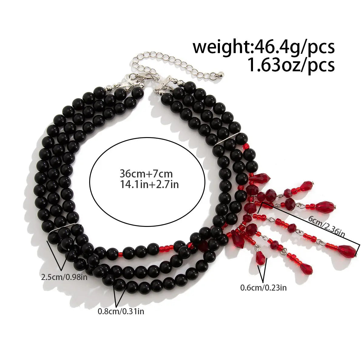 Collier perles de sang Halloween pampille cristal