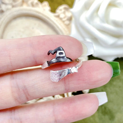 Bague Ouverte Halloween Fantôme Sorcière Chapeau Balai