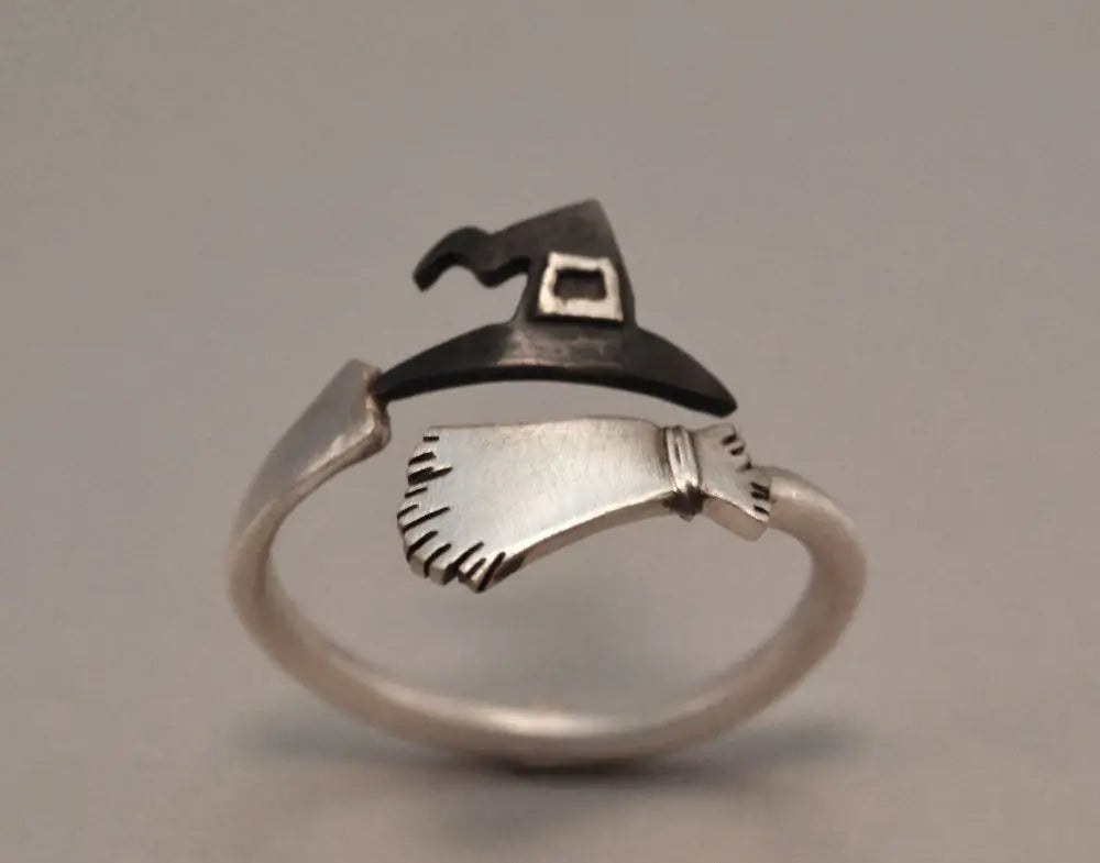 Bague Ouverte Halloween Fantôme Sorcière Chapeau Balai