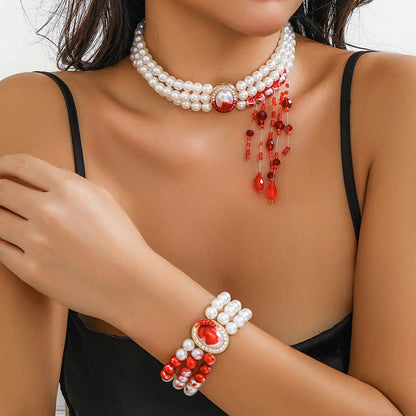 Halloween Pearl Collar Retro Gothic Style