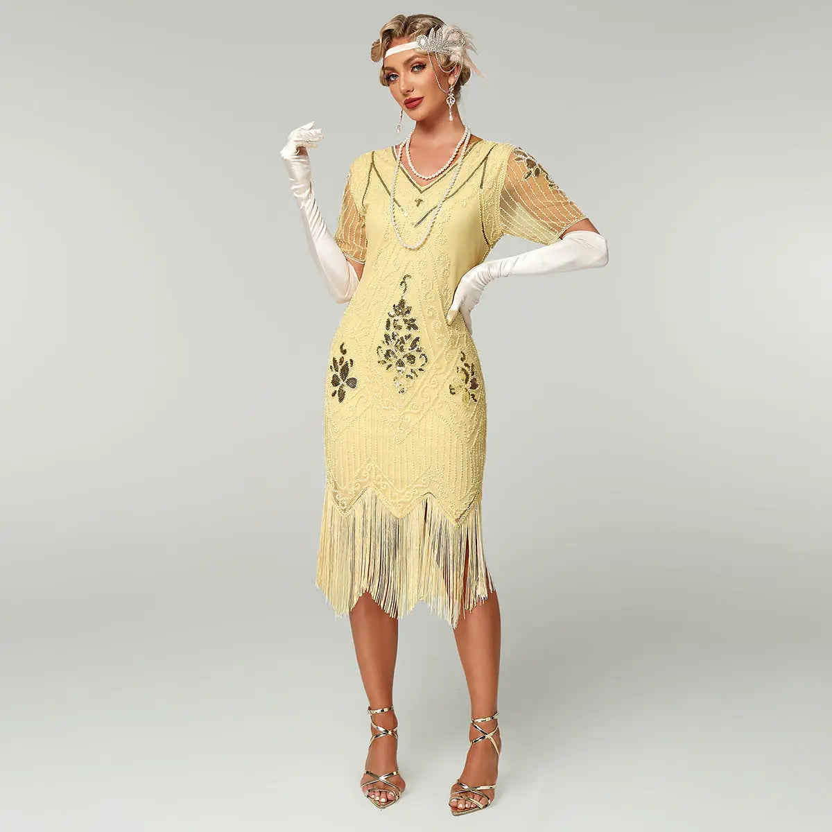 Handmade Embroidery Beads Sequin Tassel Fringed Dress