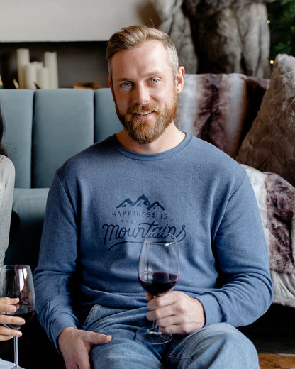 Men's Mountains Crew Sweatshirt, Heather Navy