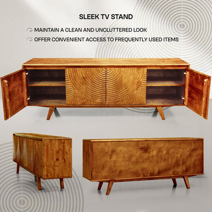 Acacia Harmony TV Stand with Storage for TVs up to 80 Inches